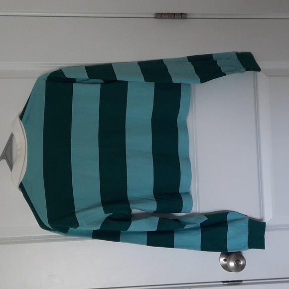 Long Sleeved Striped Green Tee - Picture 2 of 3